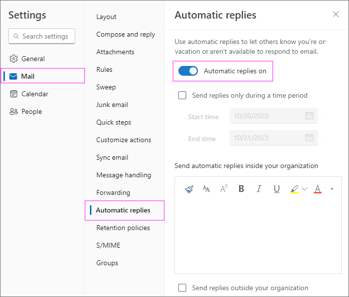 Enable Automatic Responses6